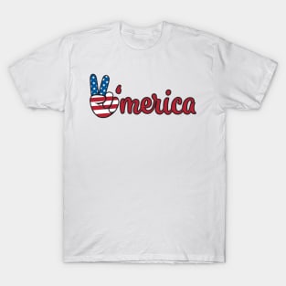 America A’merica peace with handsign T-Shirt